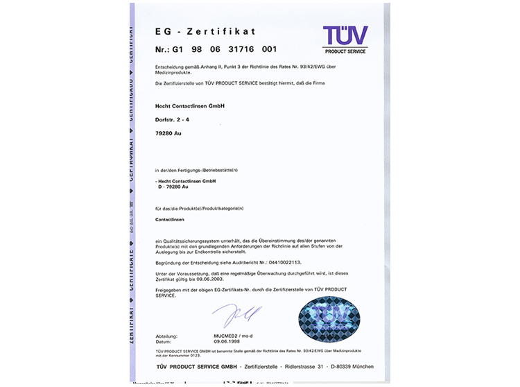 1998 - EG-Zertifikat (93/42 EWG)